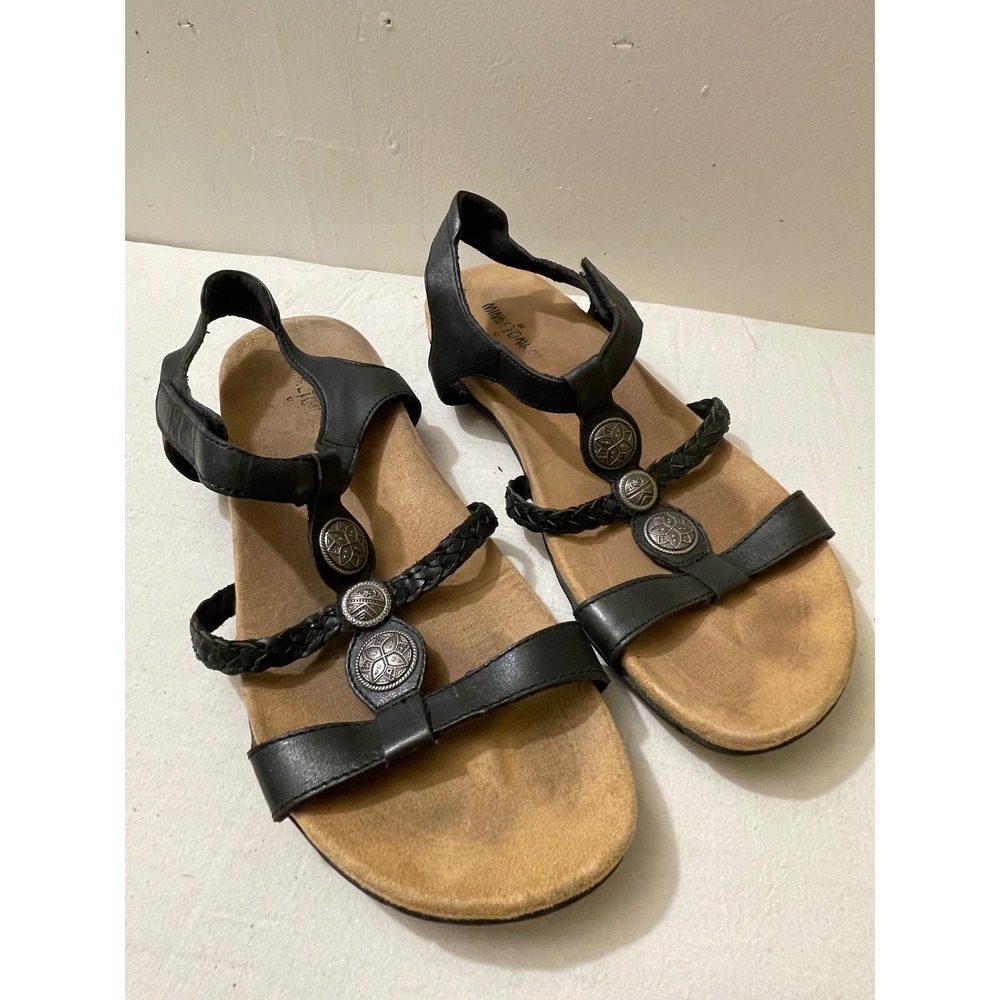 Minnetonka Black Leather Sandals Women's Size 10 Strappy Style Outdoors